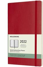 Agenda settimanale Moleskine 2022, 12 mesi con spazio per note, Large, copertina morbida - Rosso scarlatto