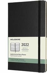 Agenda settimanale Moleskine 2022, 12 mesi verticale, Large, copertina rigida - Nero