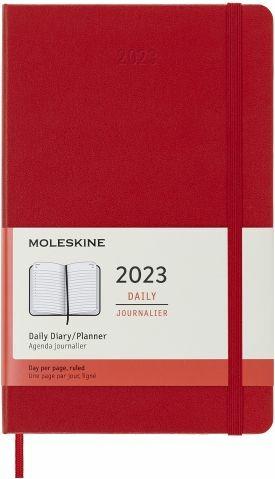 Agenda giornaliera Moleskine 2023, 12 mesi, Large, copertina rigida, Rosso  scarlatto - 13 x 21 cm - Moleskine - Cartoleria e scuola