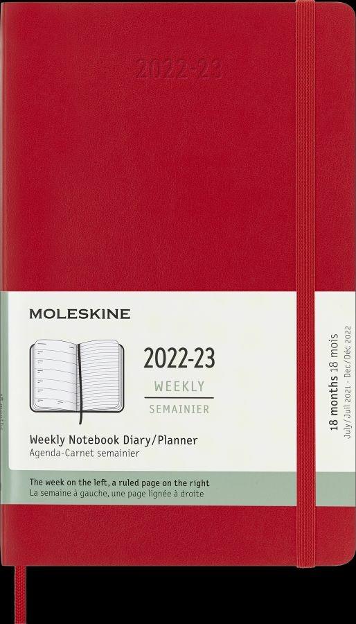 Agenda settimanale Moleskine 2022-2023, 18 mesi con spazio per note, Large,  copertina morbida - Rosso scarlatto - Moleskine - Cartoleria e scuola |  Feltrinelli