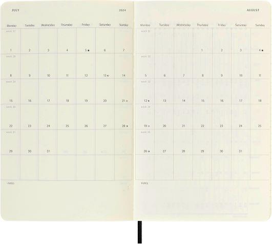 Agenda Moleskine settimanale 2024, 12 mesi, Large, copertina morbida, Nero  - 13 x 21 cm - Moleskine - Cartoleria e scuola