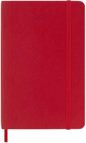 Agenda Moleskine settimanale 2024, 12 mesi, Pocket, copertina morbida, Rosso scarlatto - 9 x 14 cm