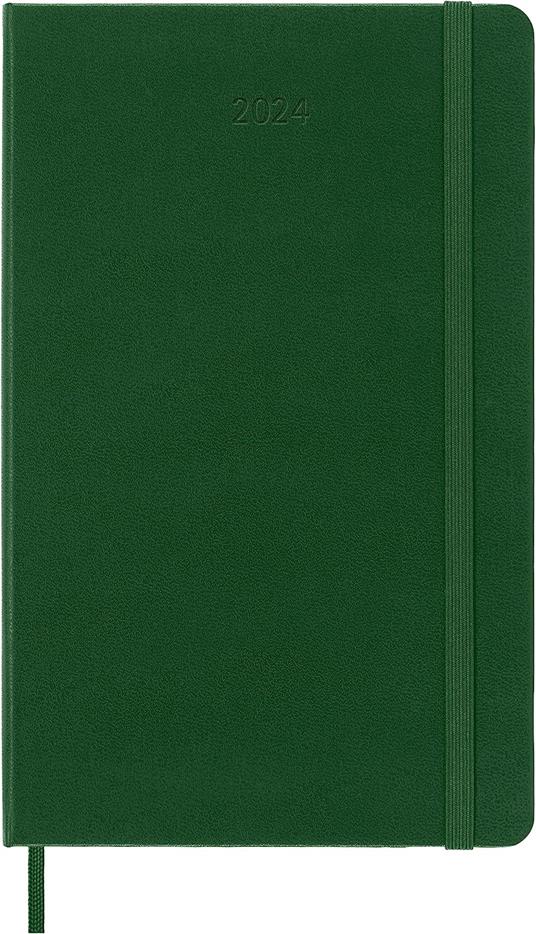 Agenda Moleskine settimanale 2024, 12 mesi, Large, copertina rigida, Verde  mirto - 13 x 21 cm