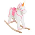 Dondolo in Legno Unicorno Cavalcabile Bianco e Rosa