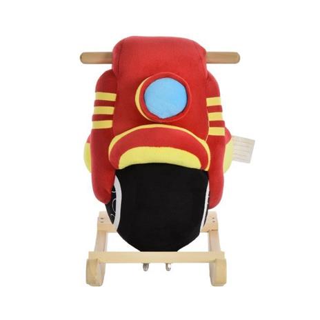 HomCom Dondolo per Bambini a Forma di Moto in Legno e Peluche Rosso e Giallo, Suoni Realistici - 4