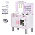 HomCom Cucina Giocattolo per Bambini 3+ Anni 5 Accessori Suoni Realistici Armadietto