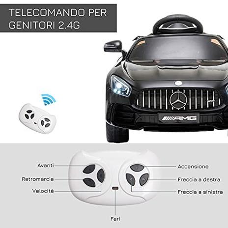 HOMCOM Macchinina per Bambini Elettrica 12V con Telecomando Nera - 5