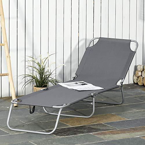 Outsunny Sdraio da Giardino Pieghevole in Metallo e Tessuto Oxford, Lettino  Prendisole Traspirante 180x55x24cm Grigio - Outsunny - Idee regalo