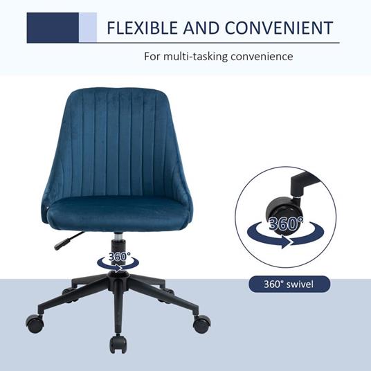 Vinsetto Sedia da Ufficio ergonomica girevole con altezza regolabile in  velluto - Blu