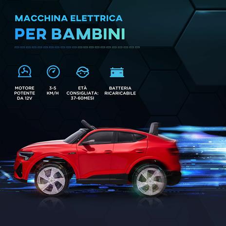 HOMCOM Macchinina Elettrica per Bambini 3-5 anni 12V con