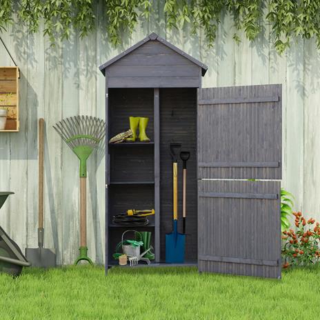 Outsunny Casetta Porta Attrezzi da Giardino in Legno, Impermeabile con  Porte e Mensole - Outsunny - Idee regalo