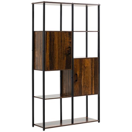 HOMCOM Libreria Stile Industriale con 4 Ripiani e 2 Armadietti,  90x30x159.5cm, Nero e Marrone - HomCom - Idee regalo