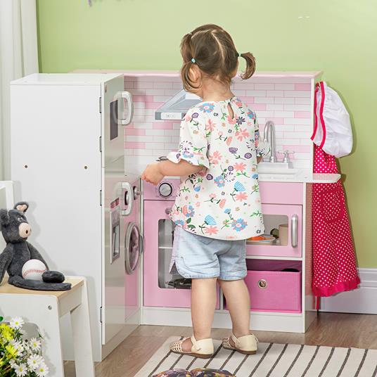 HOMCOM Cucina Giocattolo per Bambini 3-6 Anni con Luci e Utensili