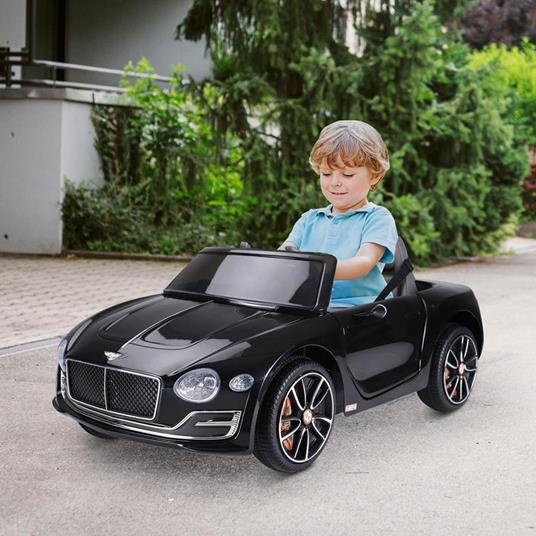 HOMCOM Macchina Elettrica per Bambini Bentley con 2 Portiere Guida Manuale  e Telecomando, Fari e Suoni, 108x60x43cm, Nero Macchinina Marchio