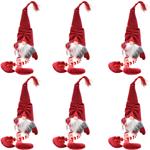 Set Kit 6 Gnomi Decorazione Natalizia Albero di Natale Altezza 45cm Colore Rosso