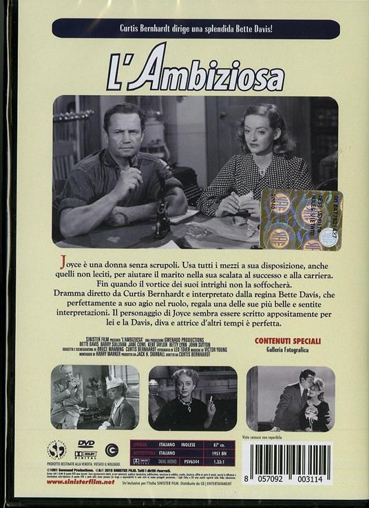 L' ambiziosa di Curtis Bernhardt - DVD - 2