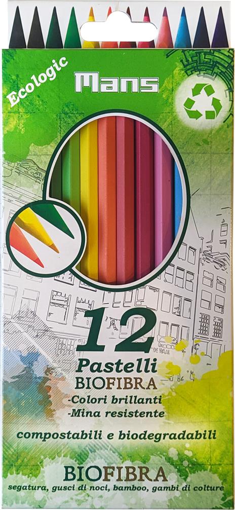 12 Eco-Pastelli BIOFIBRA - Mans - Cartoleria e scuola