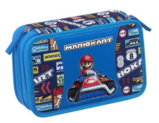 Astuccio 3 zip MarioKart - 20x13x7 cm