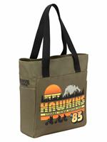 Tote Bag Borsa con chiusura zip Stranger Things, verde militare - 32 x 38 x 10 cm