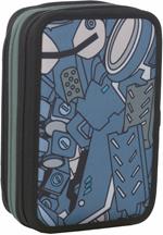 Astuccio organizzato 3 zip Comix Flash Psychedelic Robot Grigio - 20x13x7 cm