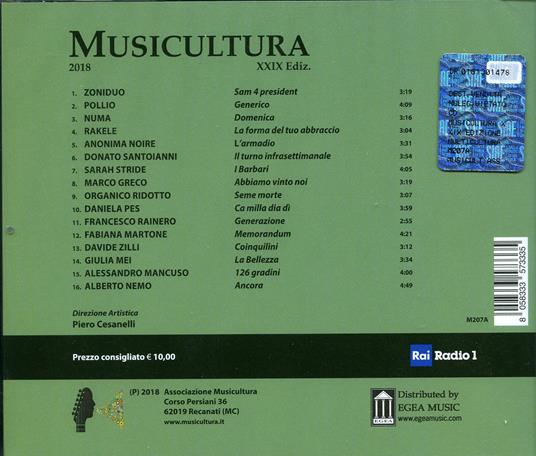 Musicultura 2018. XXIX Edizione - CD Audio - 2