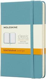 Taccuino Moleskine pocket a righe copertina rigida azzurro. Reef Blue