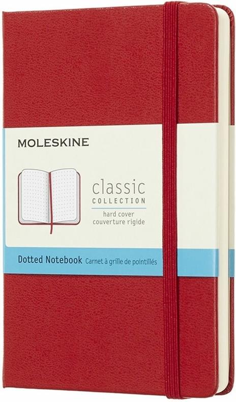 Taccuino Moleskine pocket puntinato copertina rigida rosso. Scarlet Red