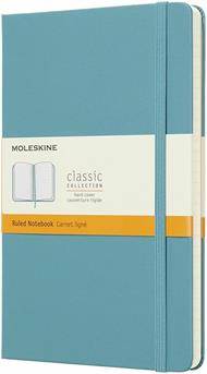 Taccuino Moleskine large a righe copertina rigida azzurro. Reef Blue