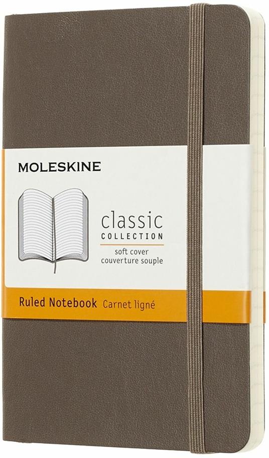 Taccuino Moleskine pocket a righe copertina morbida marrone. Earth Brown