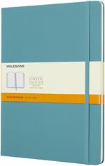 Taccuino Moleskine XL a righe copertina rigida azzurro. Reef Blue