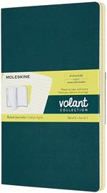 Quaderno Volant Journal Moleskine large a righe verde-giallo. Pine Green-Lemony Yellow. Set da 2