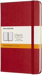 Taccuino Moleskine medium a righe copertina rigida rosso. Scarlet Red