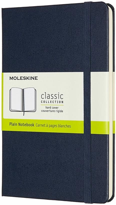 Taccuino Moleskine medium a pagine bianche copertina rigida blu. Sapphire Blue