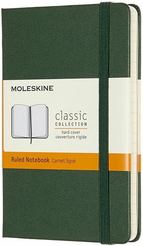 Taccuino Moleskine pocket a righe copertina rigida verde. Myrtle Green