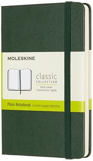 Taccuino Moleskine pocket a pagine bianche copertina rigida verde. Myrtle Green