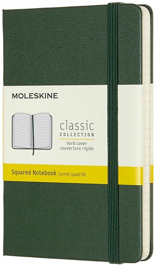 Taccuino Moleskine pocket a quadretti copertina rigida verde. Myrtle Green