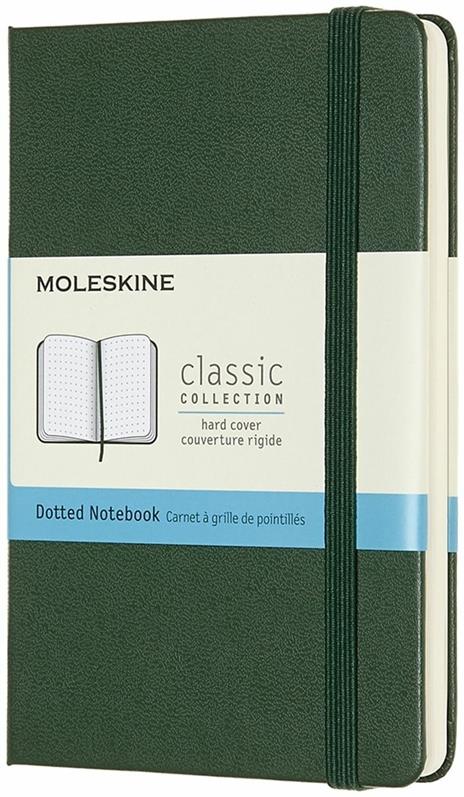 Taccuino Moleskine pocket puntinato copertina rigida verde. Myrtle Green