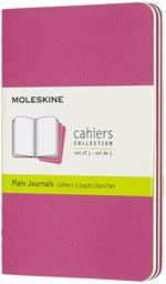 Quaderno Cahier Journal Moleskine pocket a pagine bianche rosa. Kinetic Pink. Set da 3