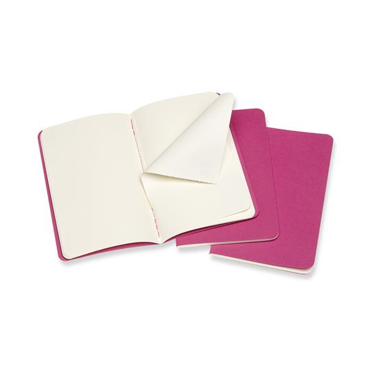 Quaderno Cahier Journal Moleskine pocket a pagine bianche rosa. Kinetic Pink. Set da 3 - 2