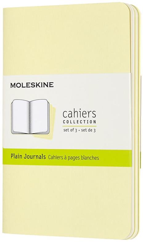 Quaderno Cahier Journal Moleskine pocket a pagine bianche giallo. Tenderly Yellow. Set da 3