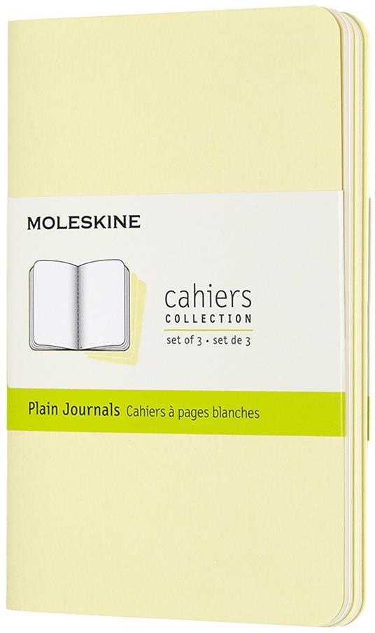Quaderno Cahier Journal Moleskine pocket a pagine bianche giallo. Tenderly Yellow. Set da 3