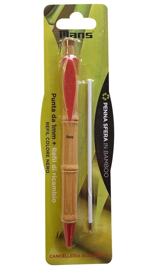 Penna bamboo Mans colore Rosso inchiostro Nero