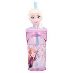 Bicchiere Con Cannuccia E Figura 3d - 360 ml | Frozen 2 Elements