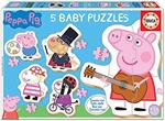 Educa 18589 Baby Puzzles Baby Peppa Pig 2, 5 puzzle progressivi da 3 a 5 pezzi, a partire da 24 mesi