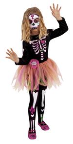 Rubies: Skeletons - Costume Tutuween Dolce Scheletrina Bambino (Camicia Stampata Con Tutu, Calze Stampate E Maschera Tg. M)