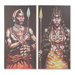 Quadro DKD Home Decor Tela Africano (2 pcs) (60 x 5 x 120 cm)