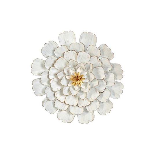 Decorazione da Parete DKD Home Decor Dorato Metallo Bianco Fiori (135 x 9 x  68.6 cm)