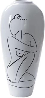 Vaso DKD Home Decor Abstract Bianco Resina Moderno (34 x 34 x 73.5 cm)