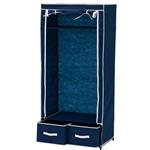 Armadio con Asta Cassetti Tessuto TNT Appendiabiti Casa Campeggio 75x40x160 Blu