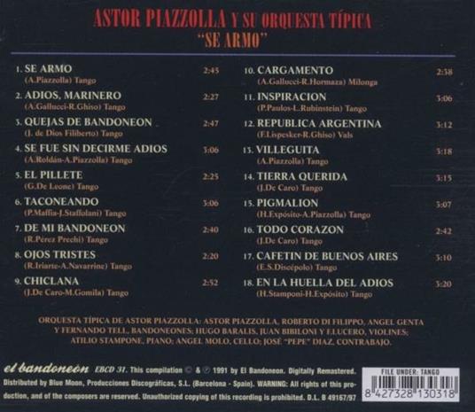 Se Armo - CD Audio di Astor Piazzolla - 2